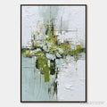 ARTOVITAS Verdant Sanctuary – Heavily Textured Abstract Green and White Painting - image 1