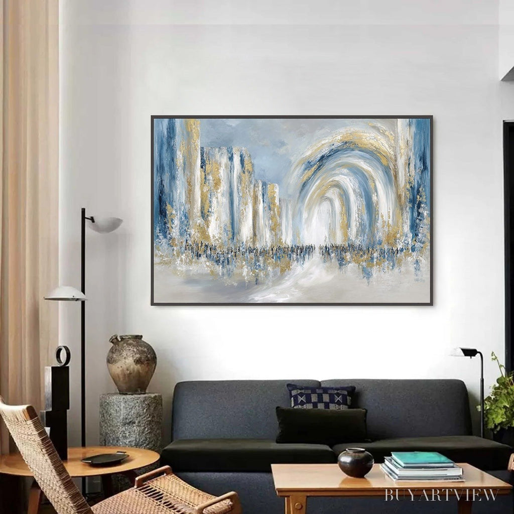 ARTOVITAS Procession – Textured Abstract Painting of a Golden Journey - image 2