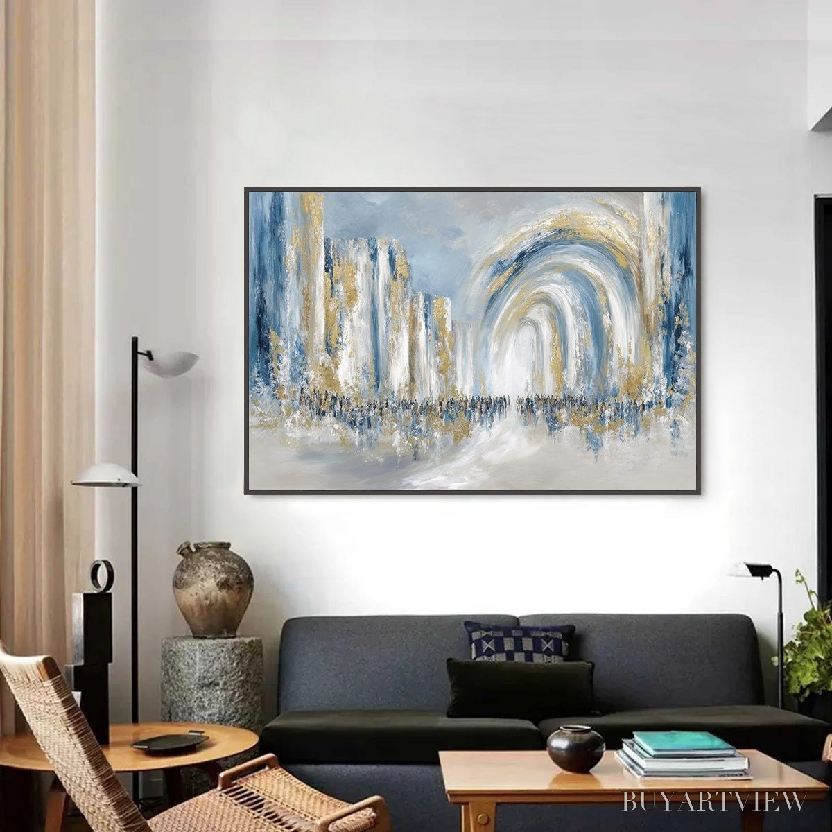 ARTOVITAS Procession – Textured Abstract Painting of a Golden Journey - image 2