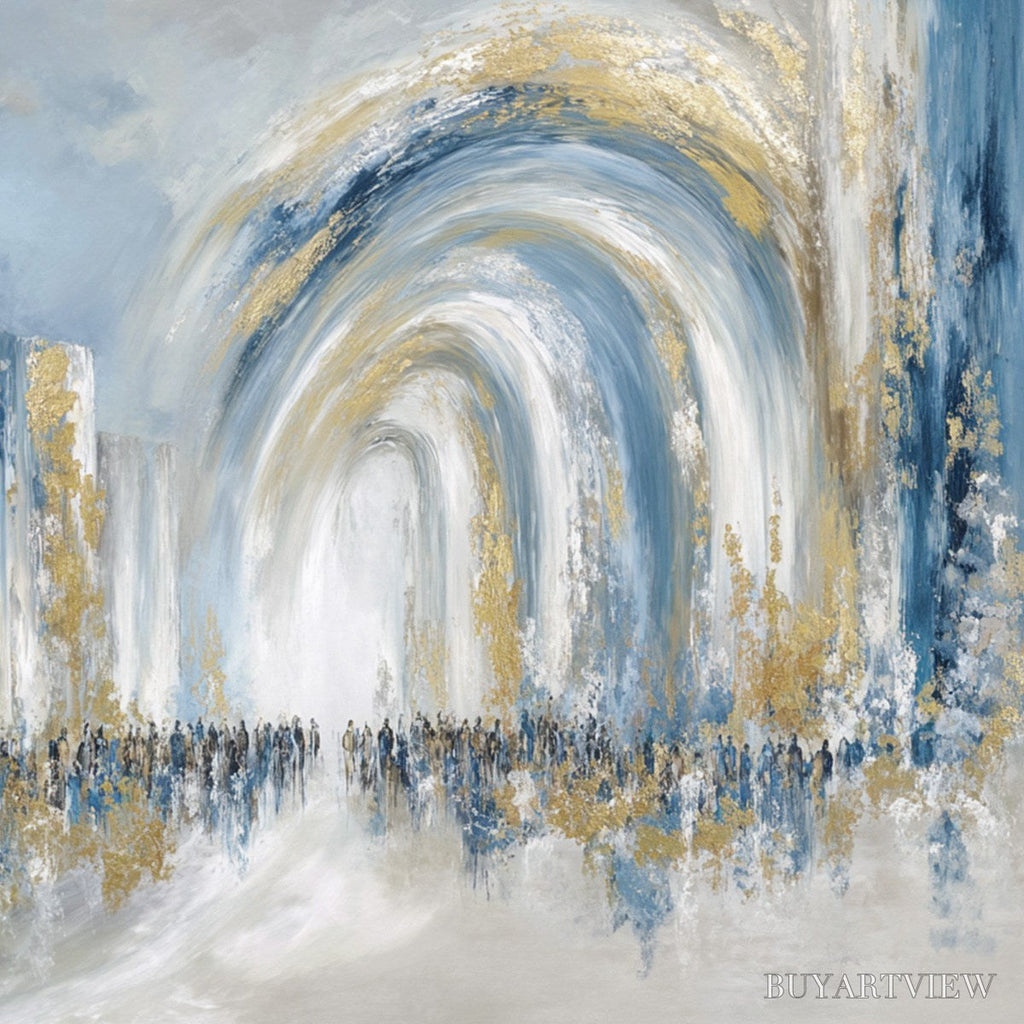 ARTOVITAS Procession – Textured Abstract Painting of a Golden Journey - image 3