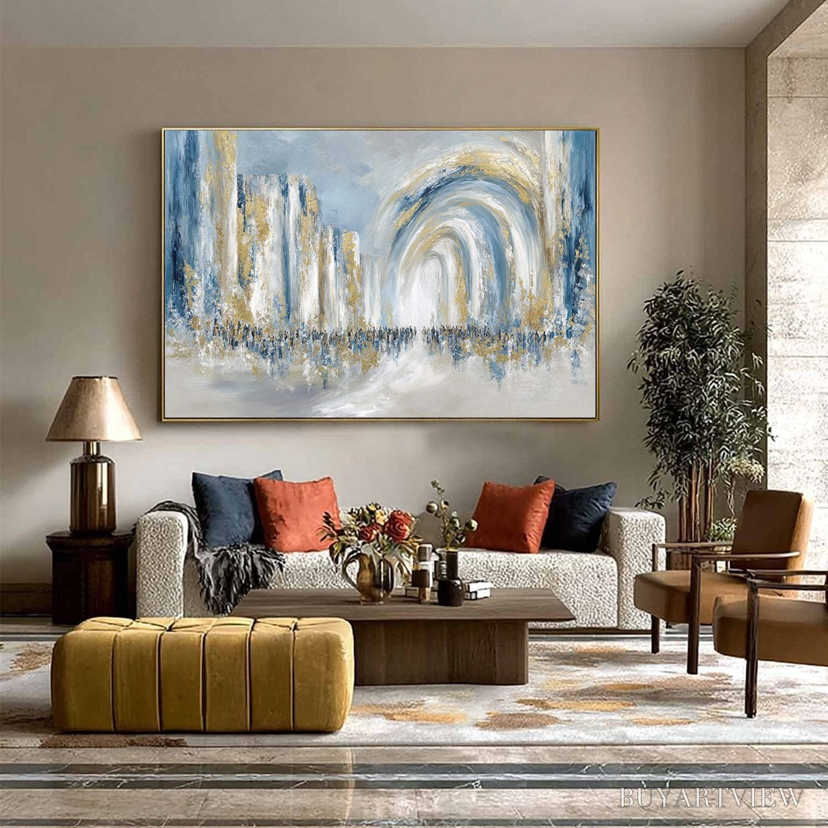 ARTOVITAS Procession – Textured Abstract Painting of a Golden Journey - image 4