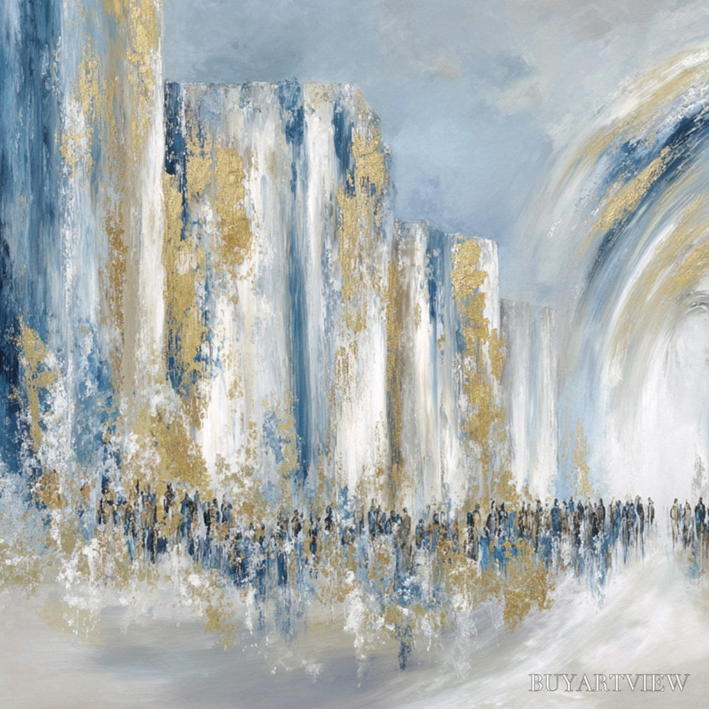ARTOVITAS Procession – Textured Abstract Painting of a Golden Journey - image 5