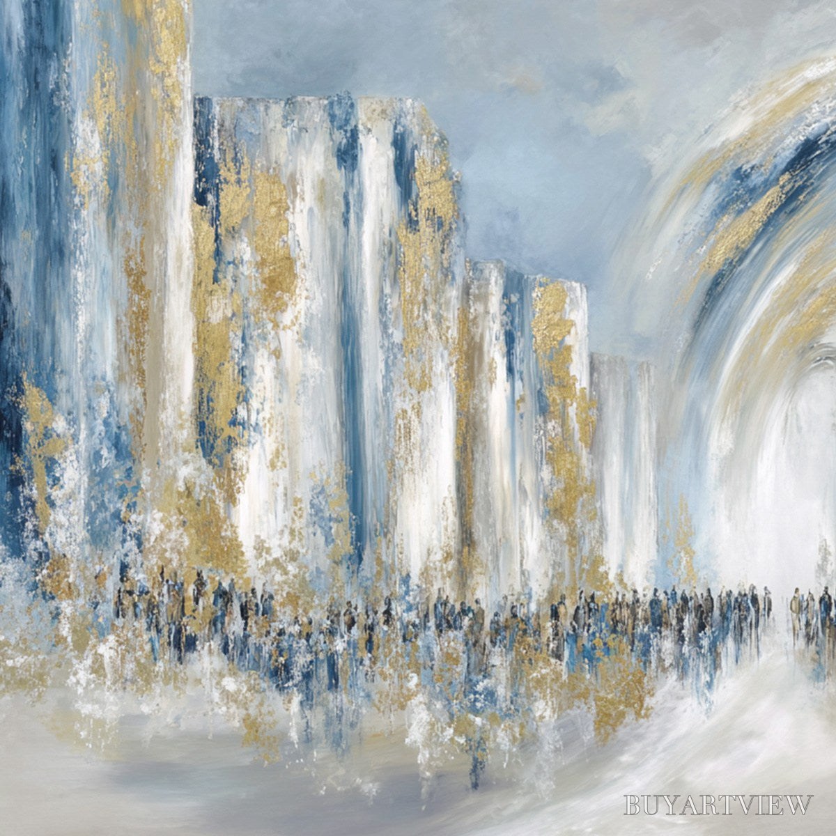 ARTOVITAS Procession – Textured Abstract Painting of a Golden Journey - image 5