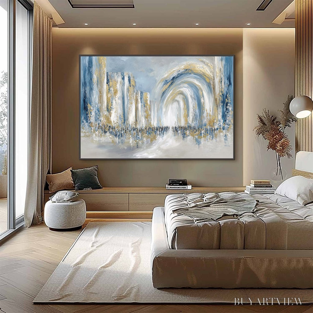 ARTOVITAS Procession – Textured Abstract Painting of a Golden Journey - image 6