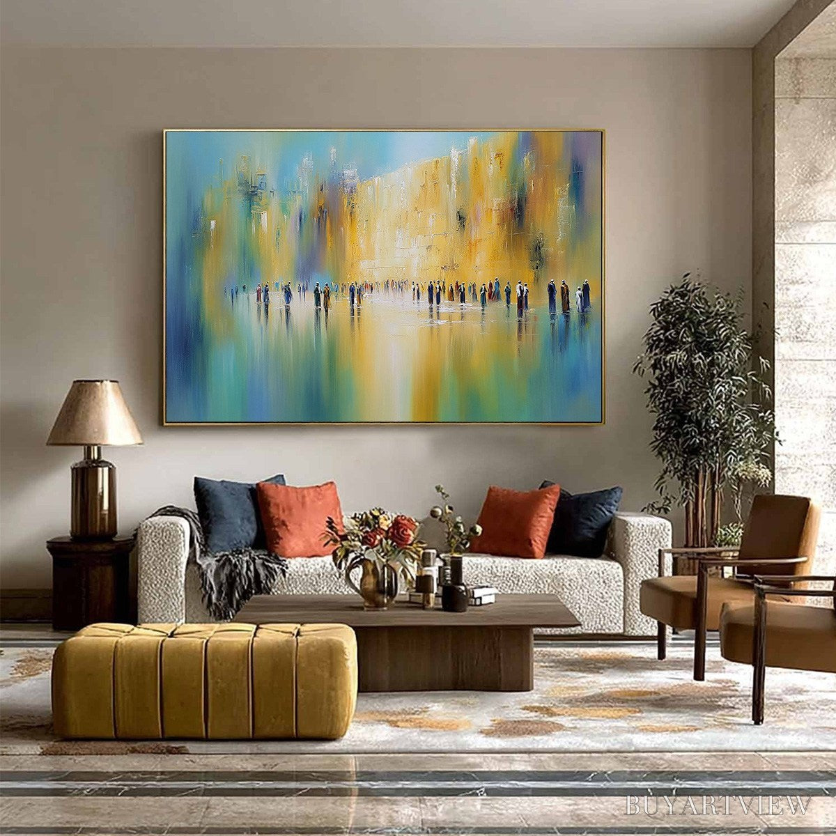 ARTOVITAS Wall of Whispers | Textured Abstract Cityscape Oil Painting - image 4