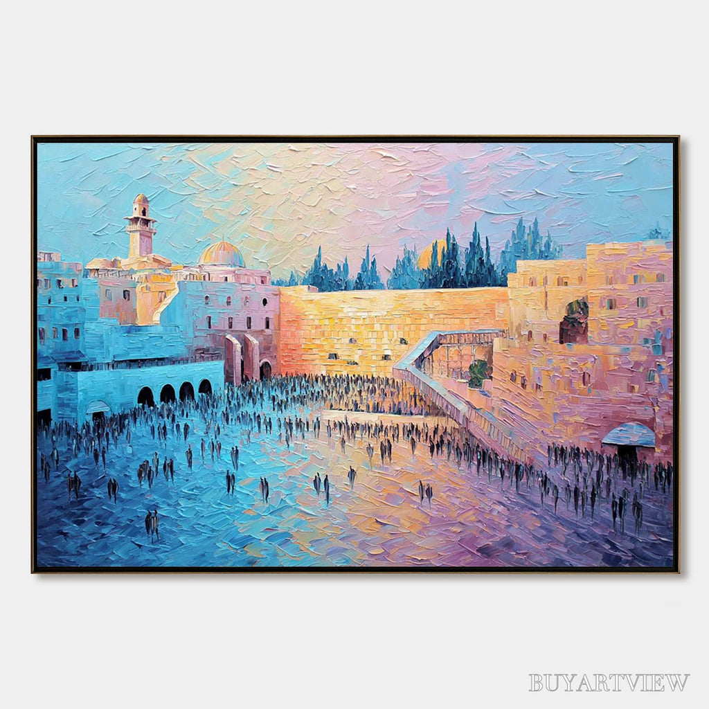 ARTOVITAS Eternal Prayer – Textured Impasto Painting of Jerusalem's Western Wall - image 1