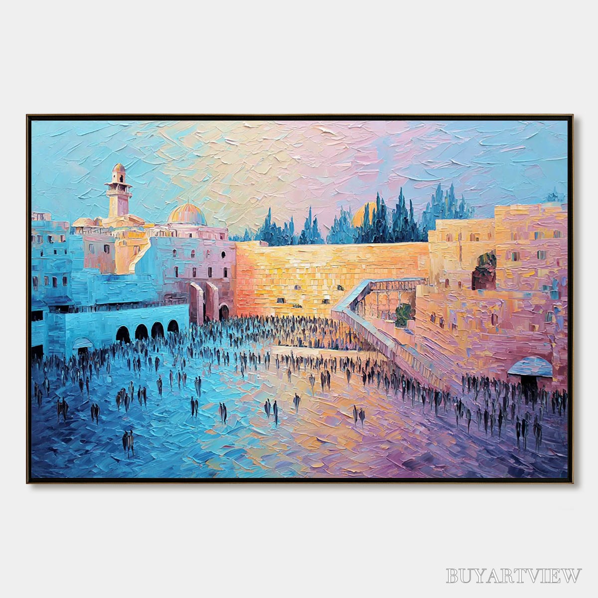 ARTOVITAS Eternal Prayer – Textured Impasto Painting of Jerusalem's Western Wall - image 1