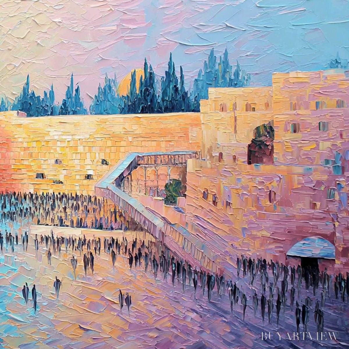 ARTOVITAS Eternal Prayer – Textured Impasto Painting of Jerusalem's Western Wall - image 3