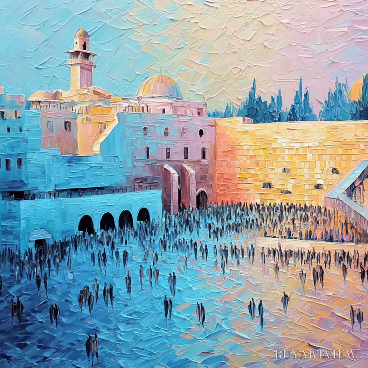 ARTOVITAS Eternal Prayer – Textured Impasto Painting of Jerusalem's Western Wall - image 5