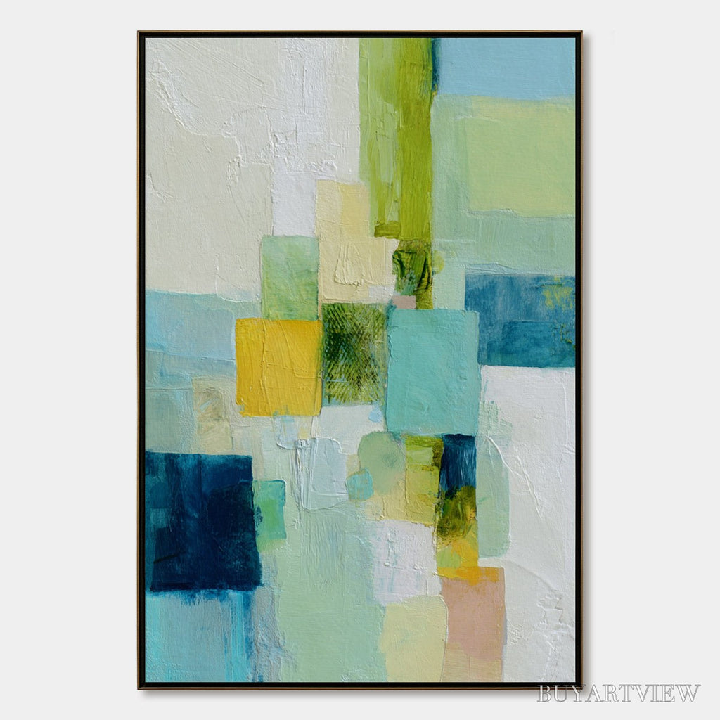 ARTOVITAS Coastal Mosaic – Textured Abstract Color Block Painting - image 1