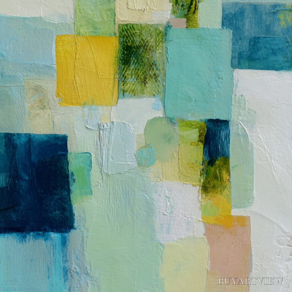 ARTOVITAS Coastal Mosaic – Textured Abstract Color Block Painting - image 3