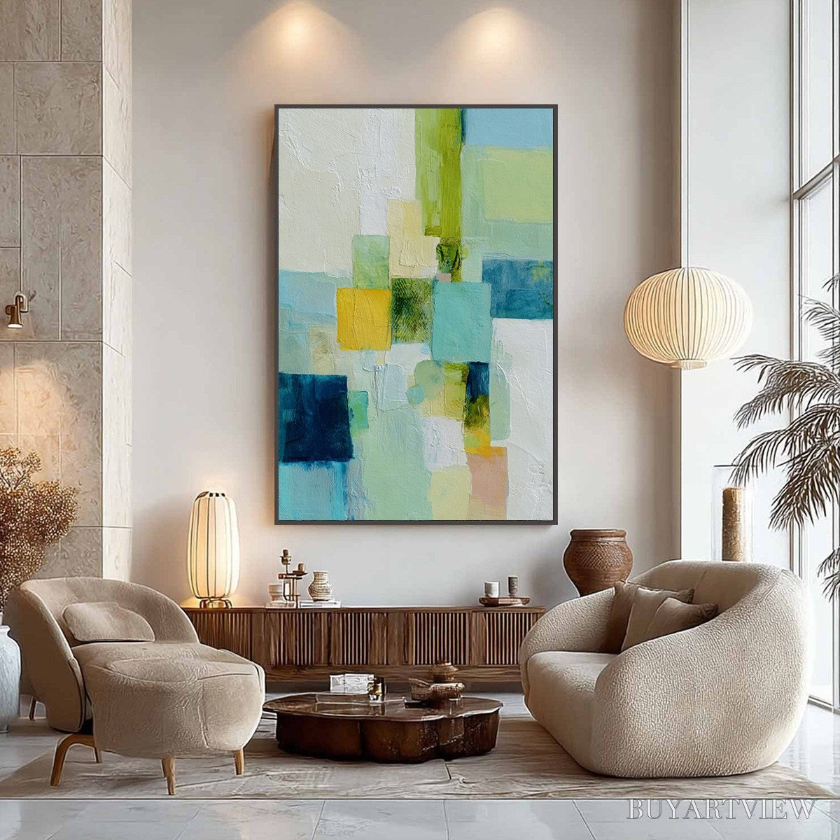 ARTOVITAS Coastal Mosaic – Textured Abstract Color Block Painting - image 4