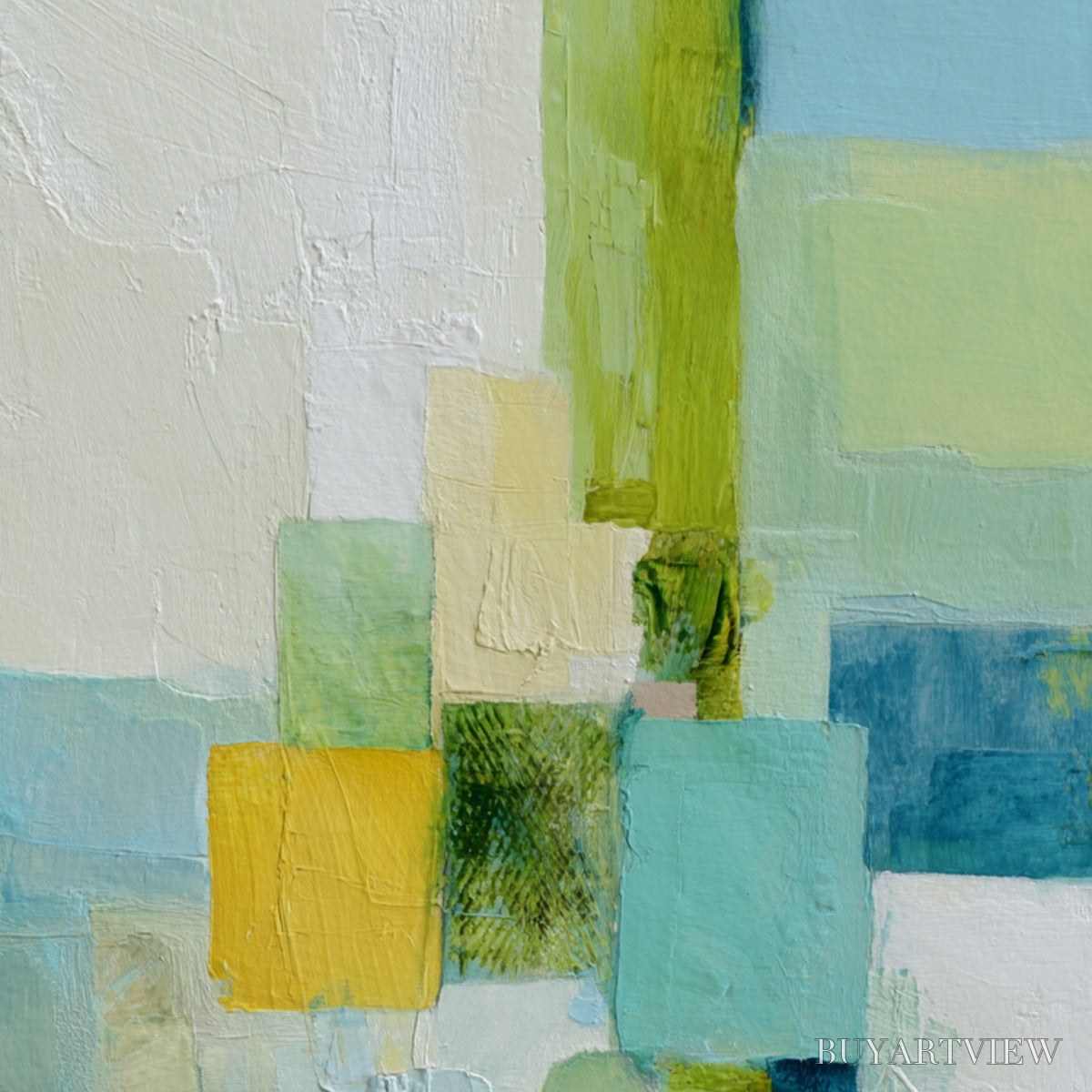 ARTOVITAS Coastal Mosaic – Textured Abstract Color Block Painting - image 5