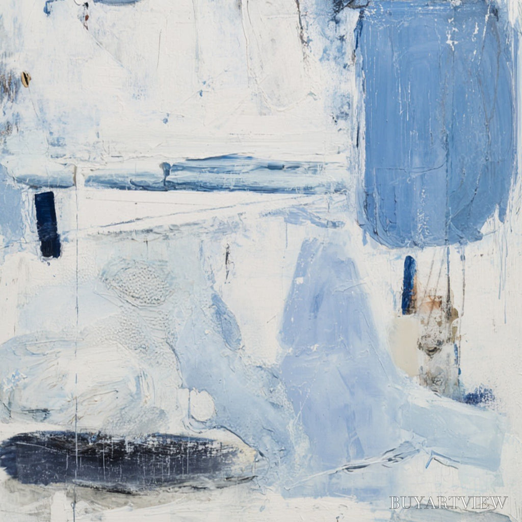 ARTOVITAS Aegean Deconstruct – Textured Blue and White Abstract Painting - image 3
