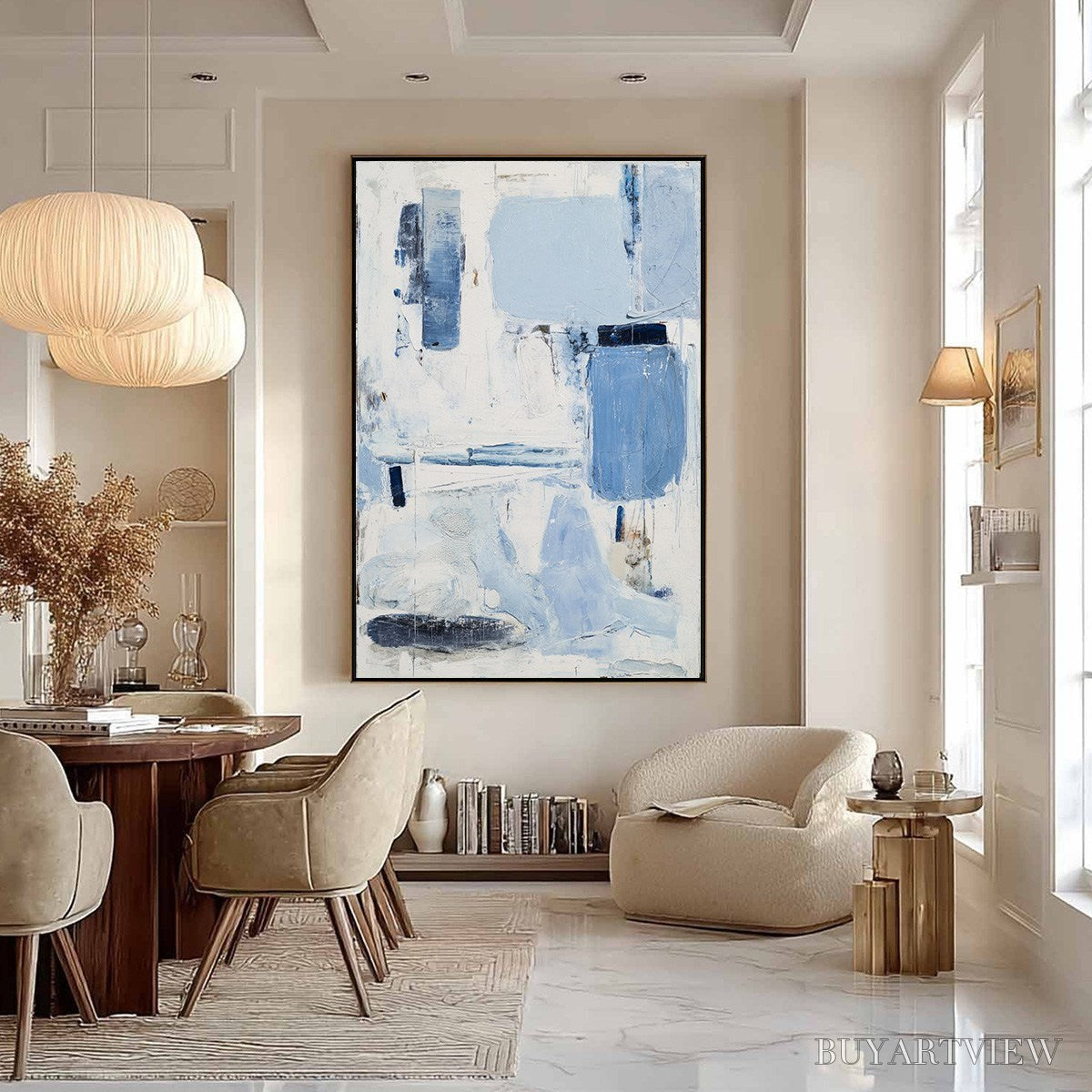 ARTOVITAS Aegean Deconstruct – Textured Blue and White Abstract Painting - image 4