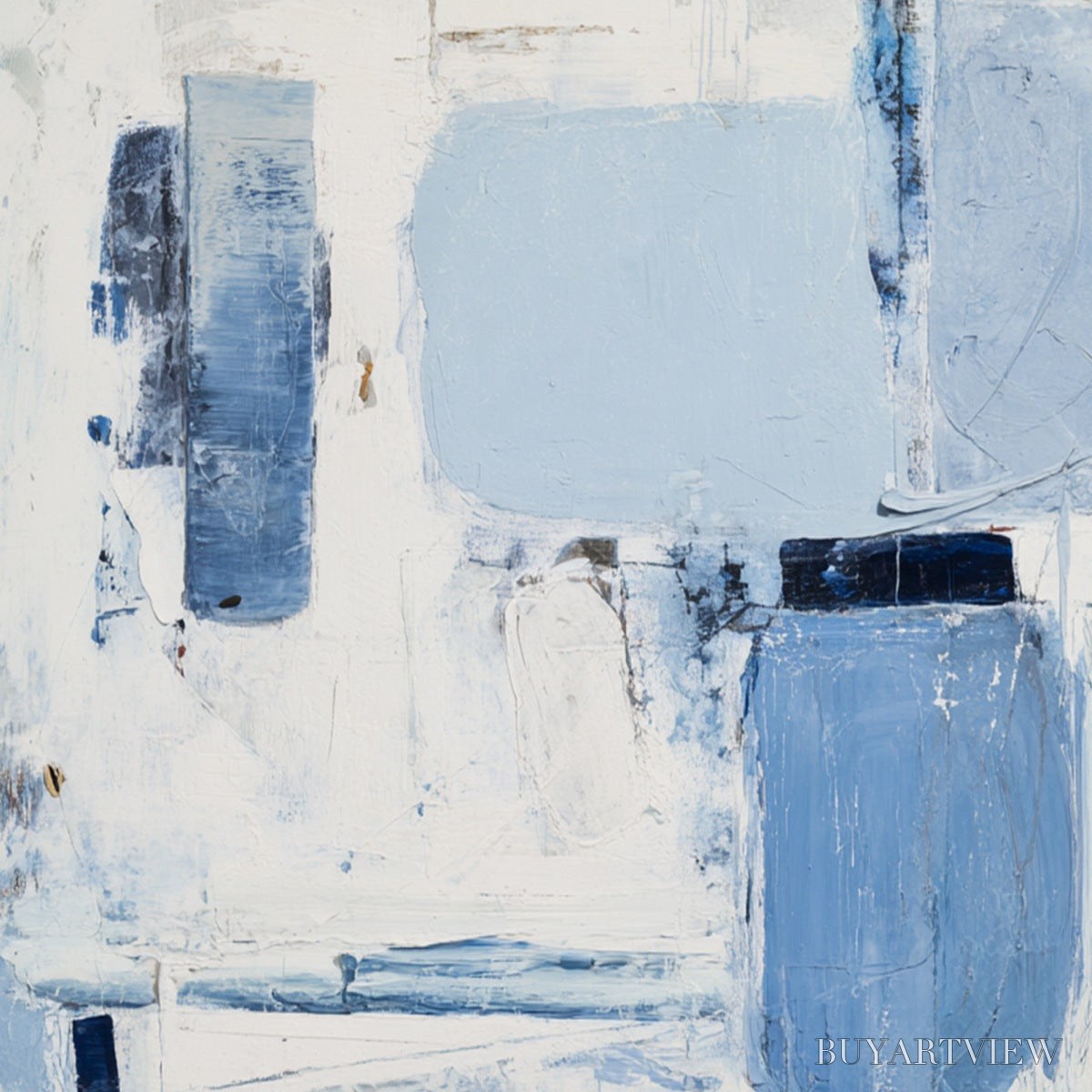 ARTOVITAS Aegean Deconstruct – Textured Blue and White Abstract Painting - image 5