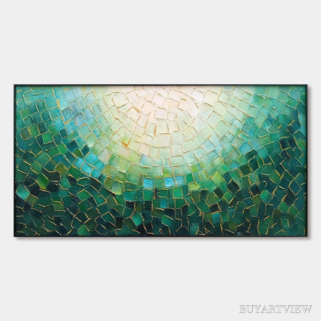 ARTOVITAS Ready to Ship | Emerald Mosaic | 24''X48'' | 60x120cm | Black Frame - image 2