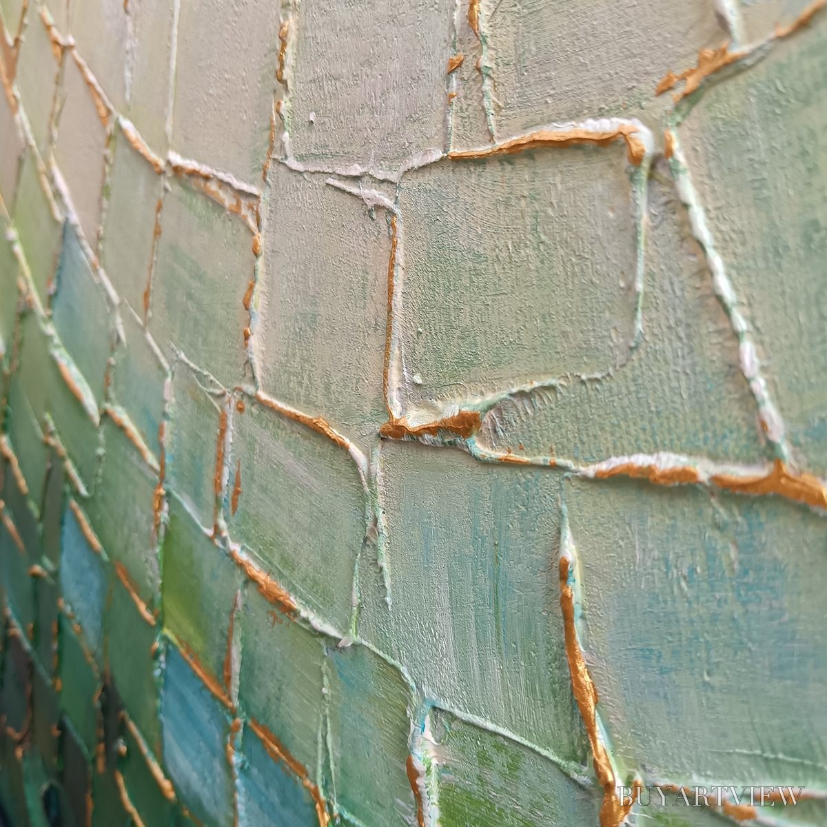 ARTOVITAS Ready to Ship | Emerald Mosaic | 24''X48'' | 60x120cm | Black Frame - image 4