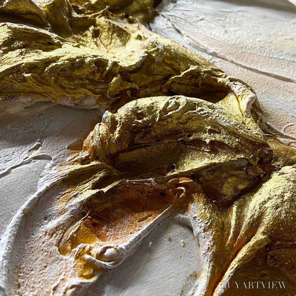 ARTOVITAS Ready to Ship | Jade Aurora – Abstract Gold-Green Impasto Oil Painting - image 4