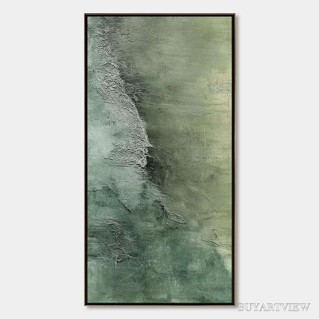 ARTOVITAS Emerald Depths – Textured Abstract Oil Painting - image 1