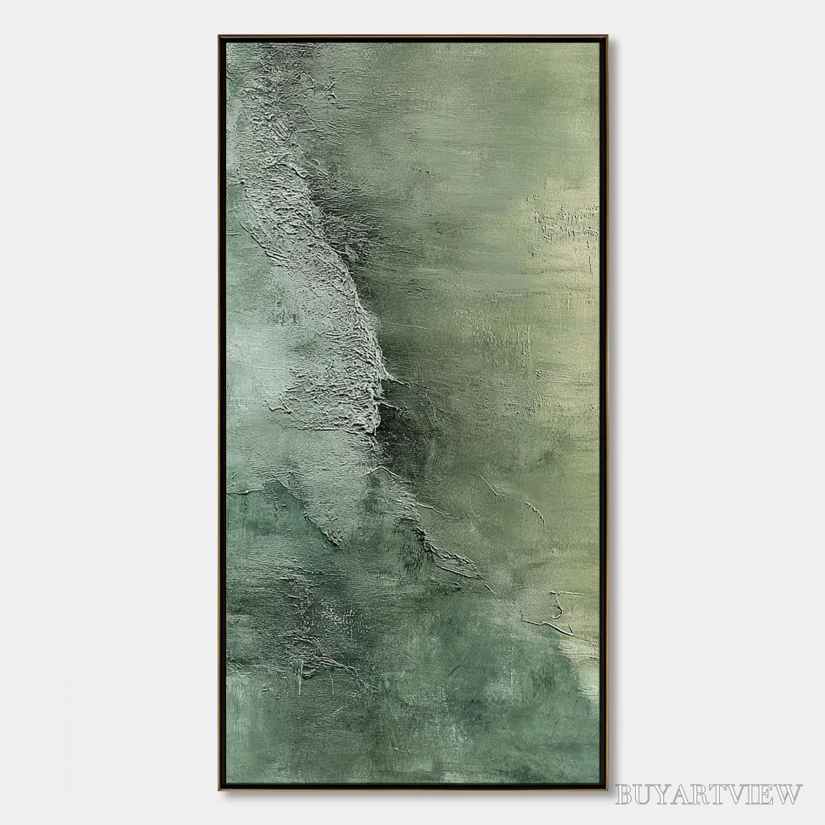 ARTOVITAS Emerald Depths – Textured Abstract Oil Painting - image 1