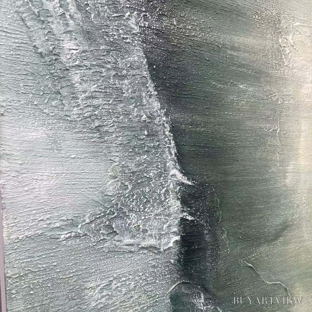 ARTOVITAS Emerald Depths – Textured Abstract Oil Painting - image 3