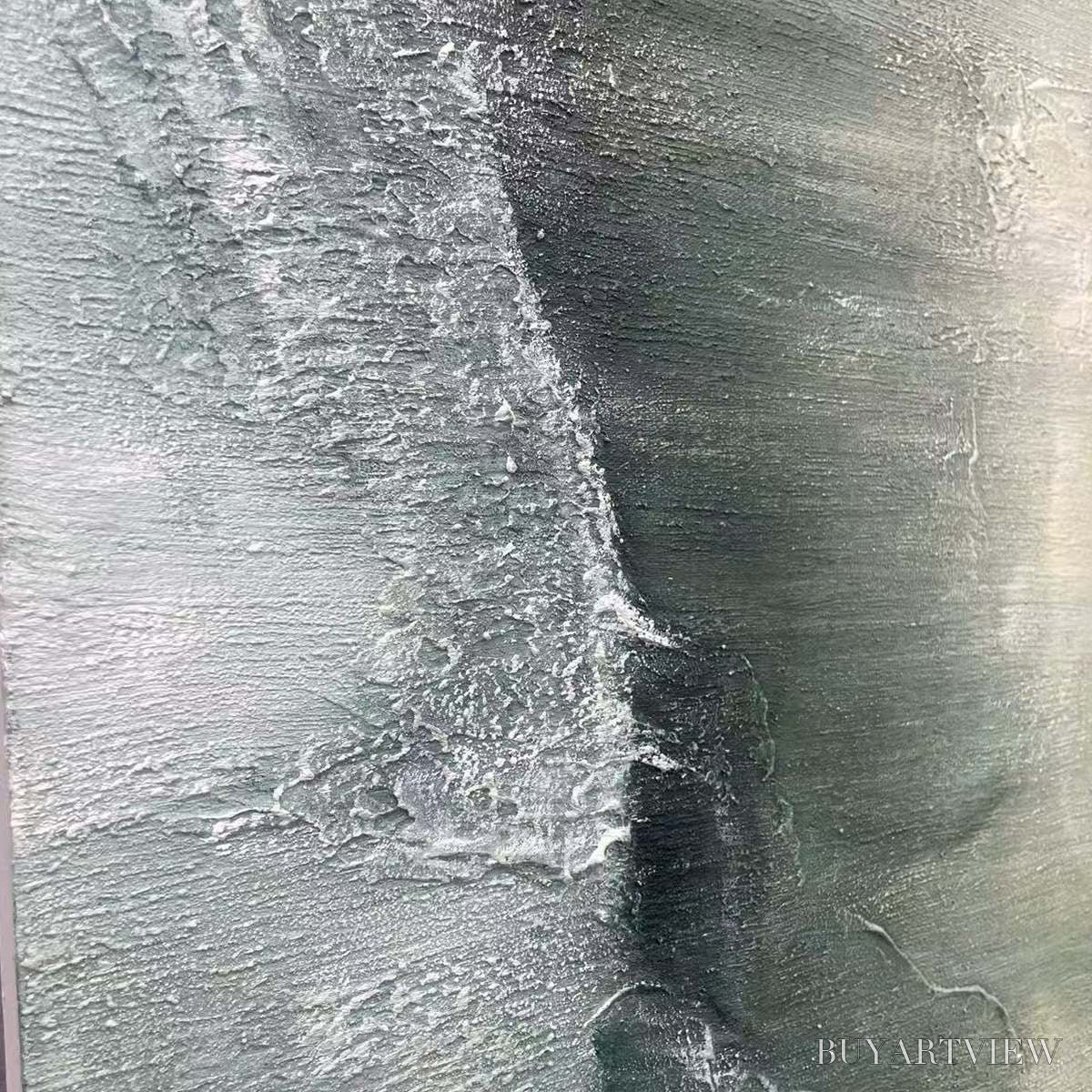ARTOVITAS Emerald Depths – Textured Abstract Oil Painting - image 3