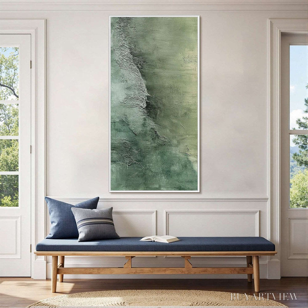 ARTOVITAS Emerald Depths – Textured Abstract Oil Painting - image 4