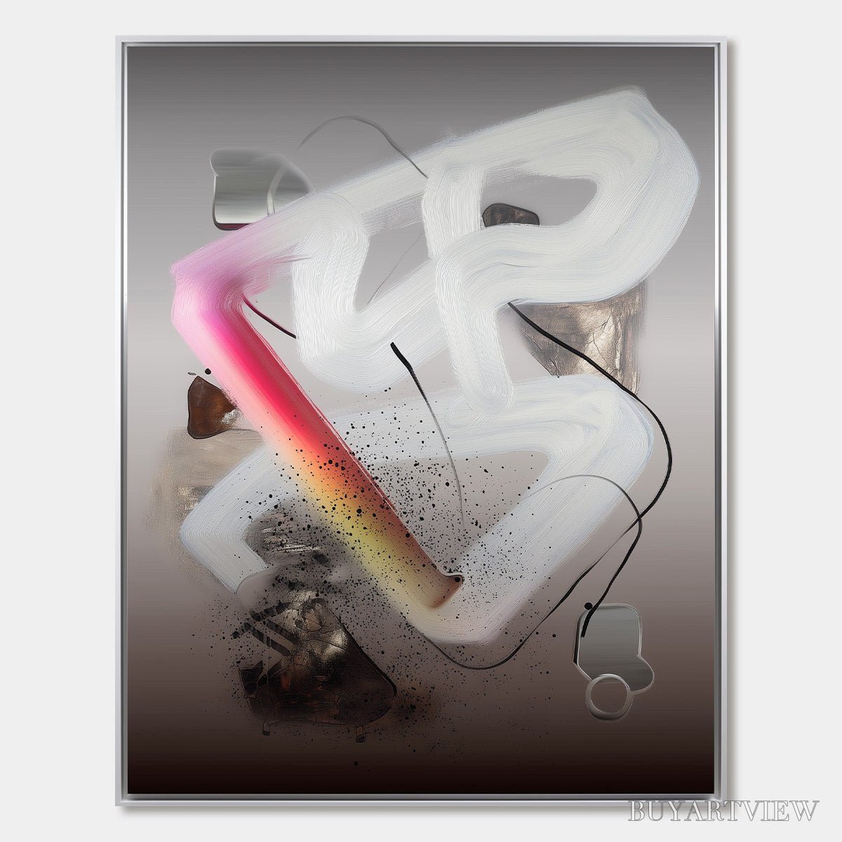 ARTOVITAS Ethereal Drift – Abstract Textured Oil Painting on Grey - image 1