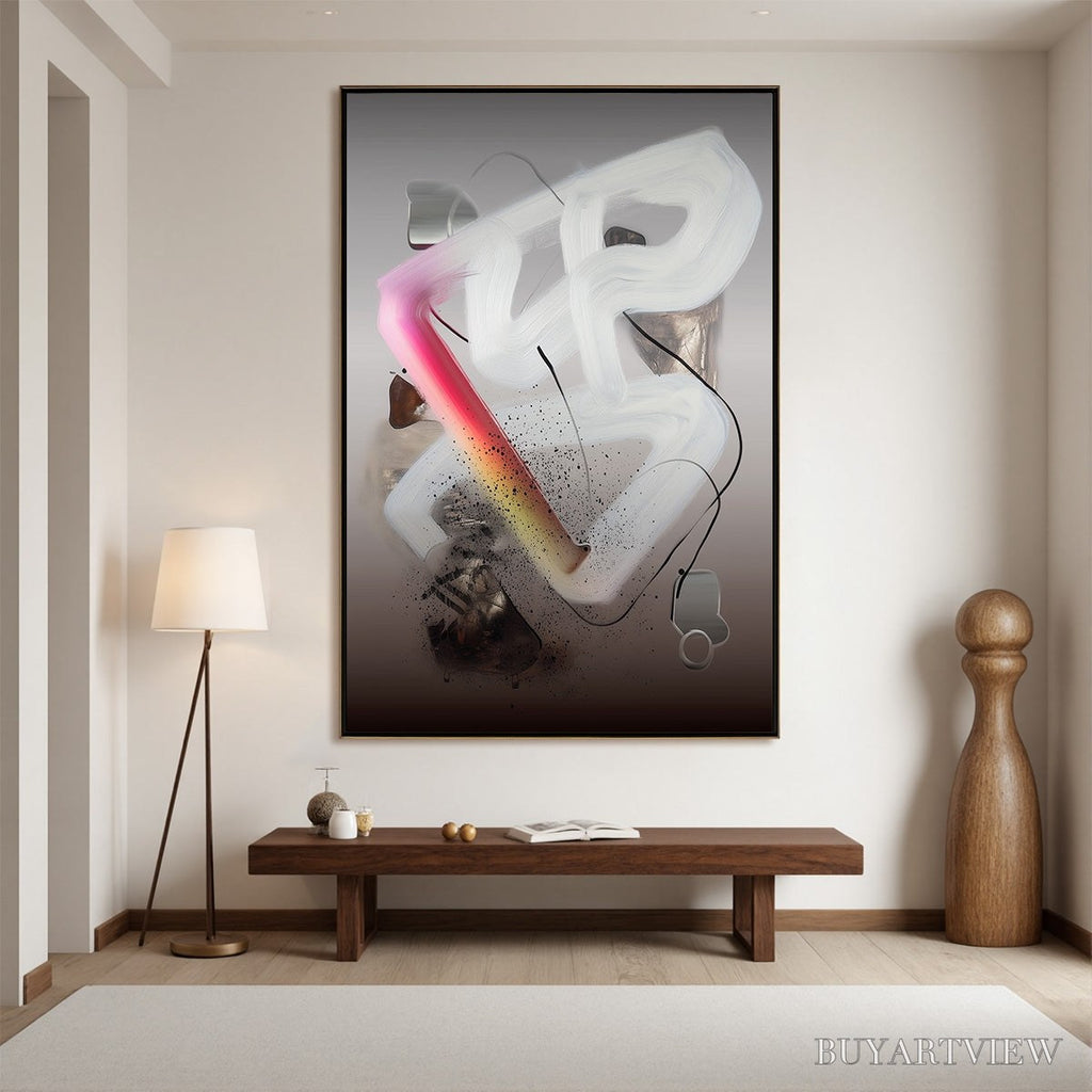 ARTOVITAS Ethereal Drift – Abstract Textured Oil Painting on Grey - image 2