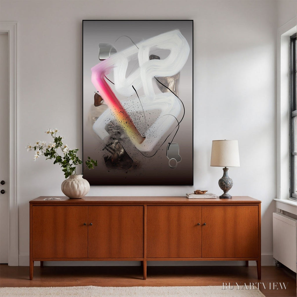 ARTOVITAS Ethereal Drift – Abstract Textured Oil Painting on Grey - image 4