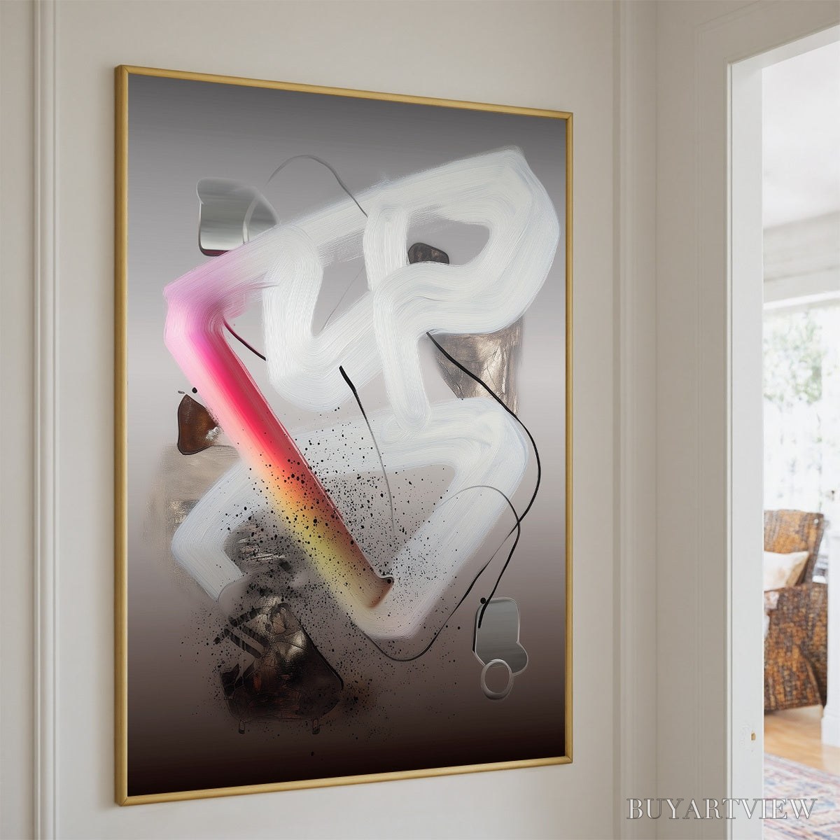 ARTOVITAS Ethereal Drift – Abstract Textured Oil Painting on Grey - image 5