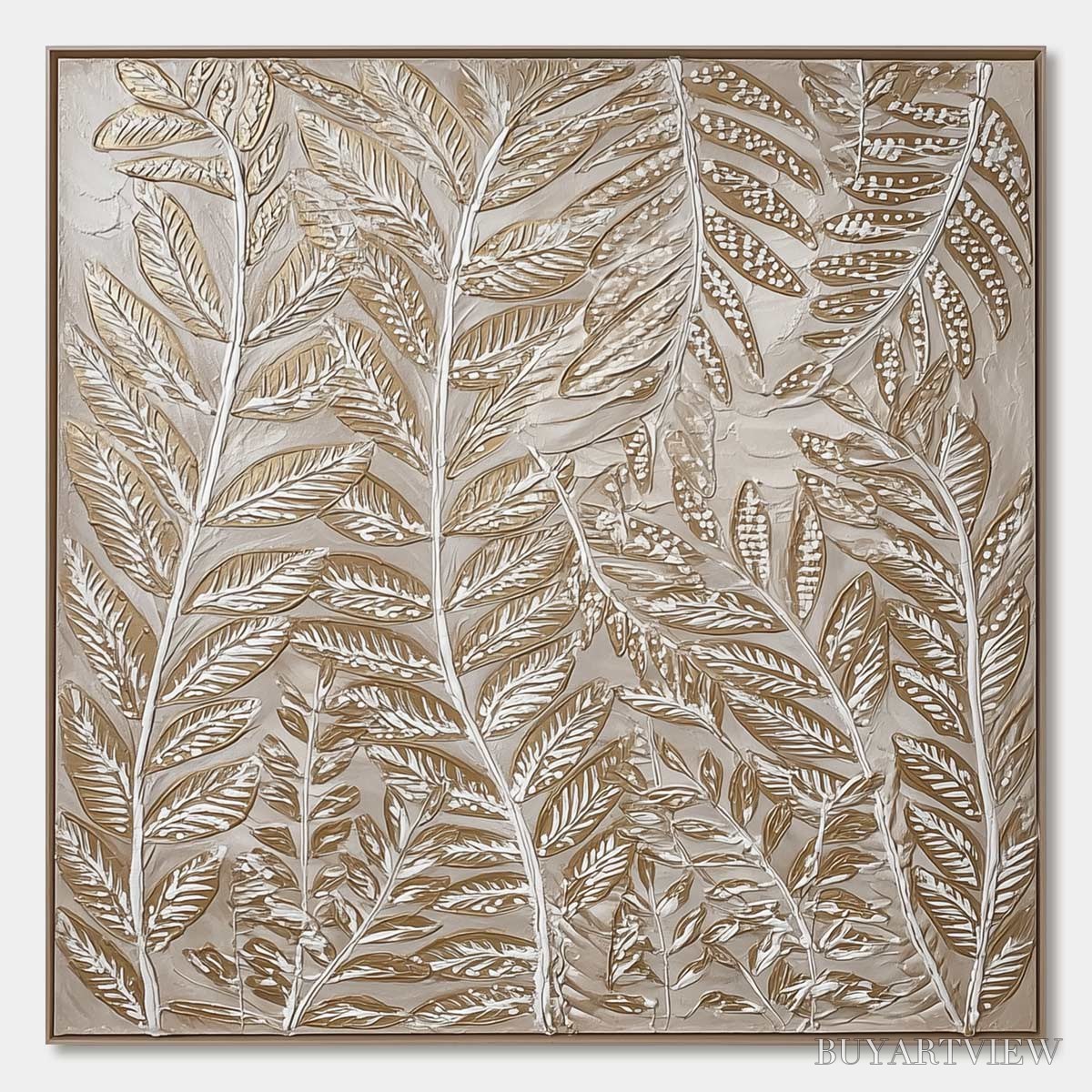 ARTOVITAS Golden Botanicals – Textured Metallic Gold Leaf Oil Painting - image 1