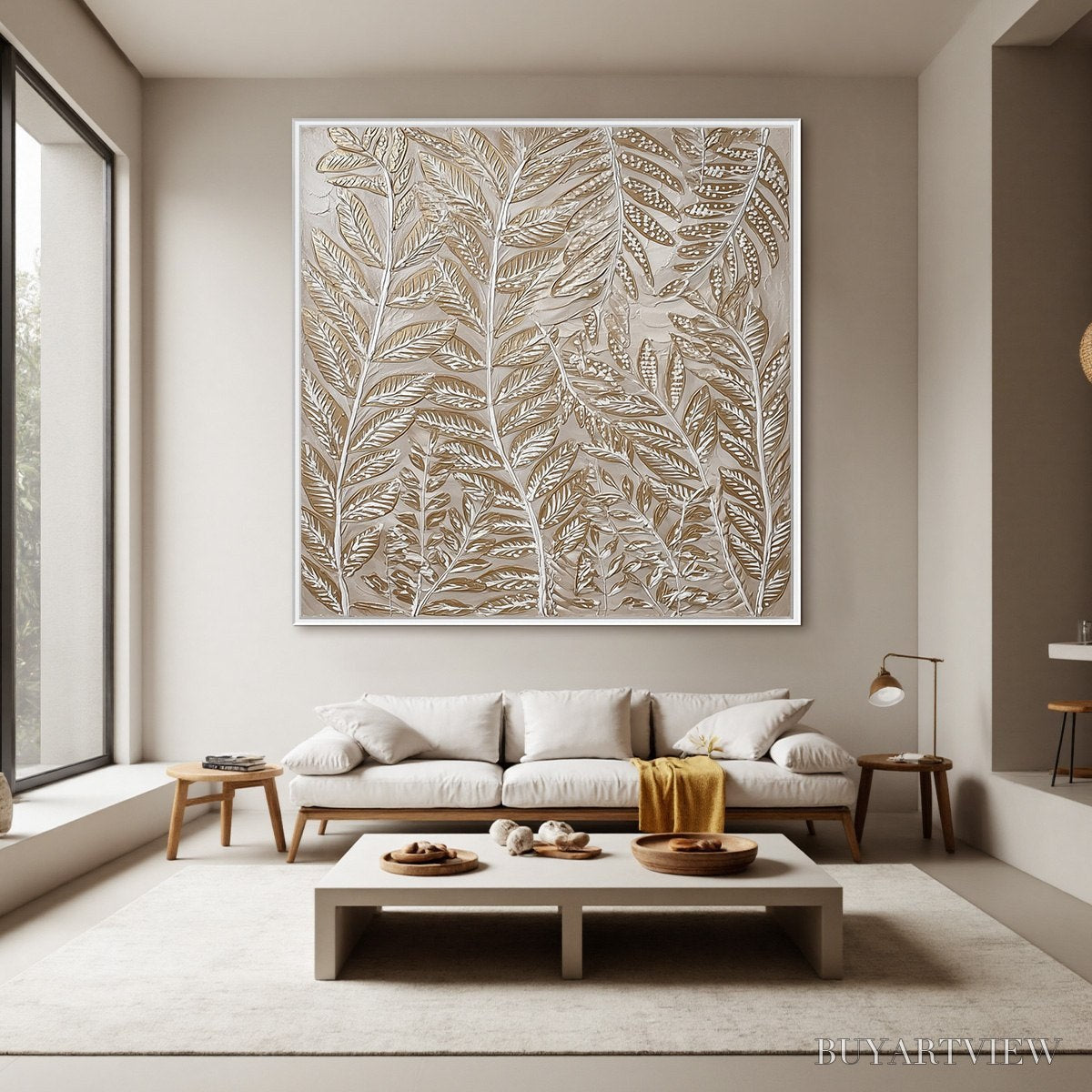 ARTOVITAS Golden Botanicals – Textured Metallic Gold Leaf Oil Painting - image 4