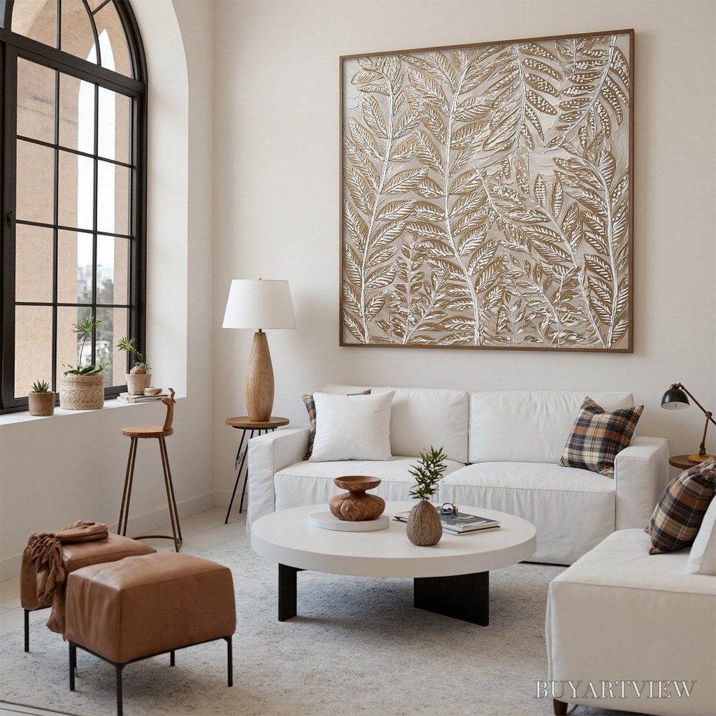 ARTOVITAS Golden Botanicals – Textured Metallic Gold Leaf Oil Painting - image 5