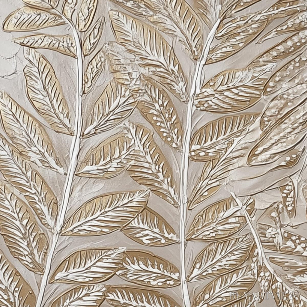 ARTOVITAS Golden Botanicals – Textured Metallic Gold Leaf Oil Painting - image 6