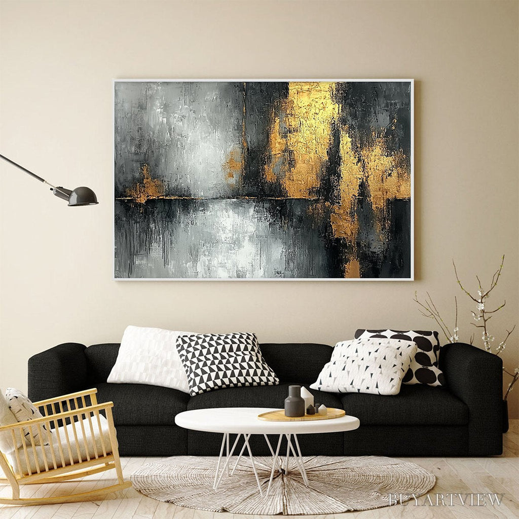ARTOVITAS Golden Embrace – Textured Abstract Oil Painting - image 2