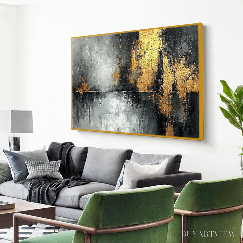 ARTOVITAS Golden Embrace – Textured Abstract Oil Painting - image 3
