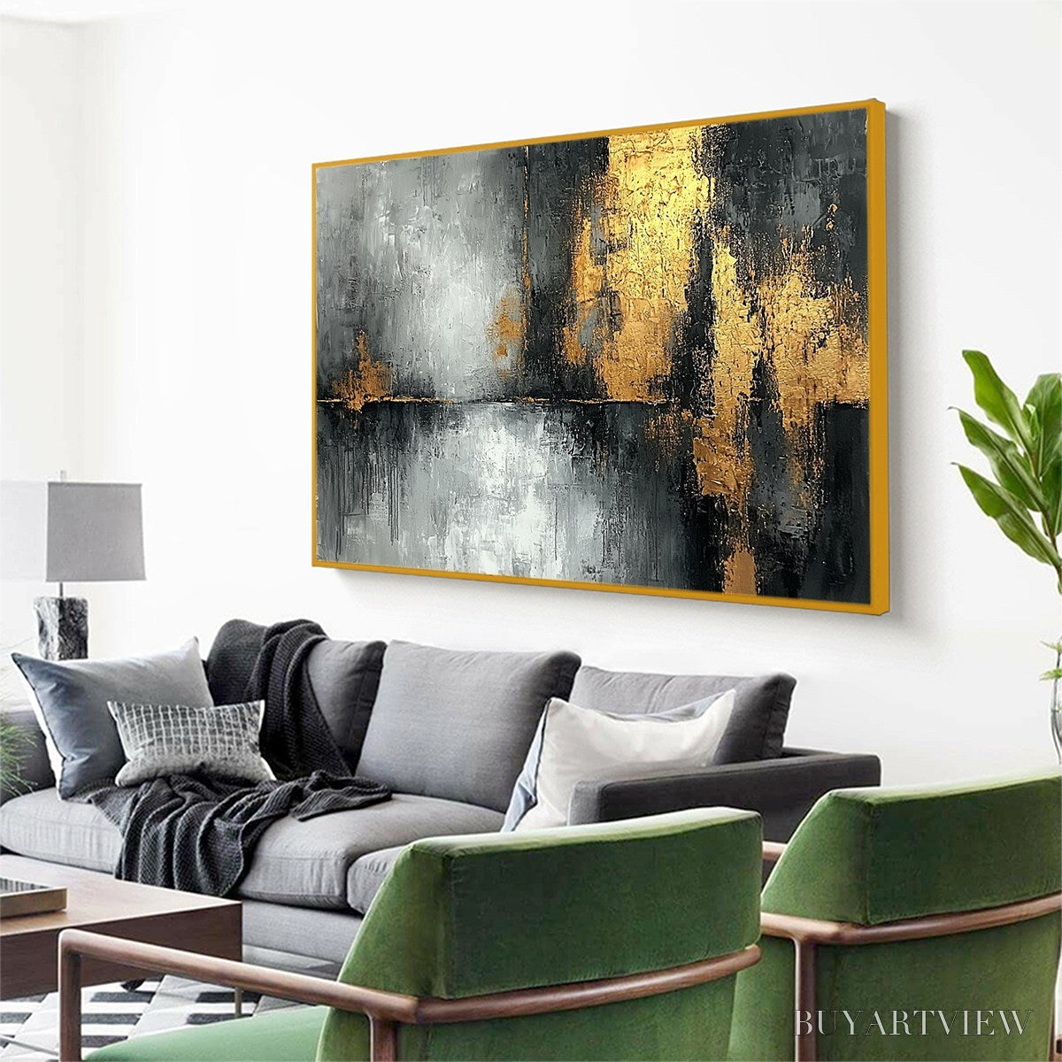 ARTOVITAS Golden Embrace – Textured Abstract Oil Painting - image 3