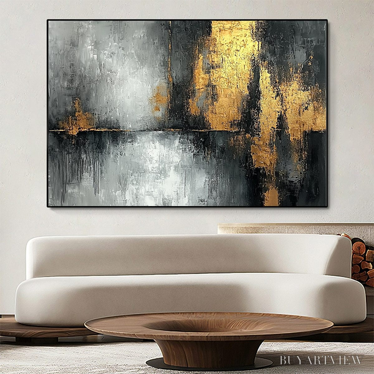 ARTOVITAS Golden Embrace – Textured Abstract Oil Painting - image 4