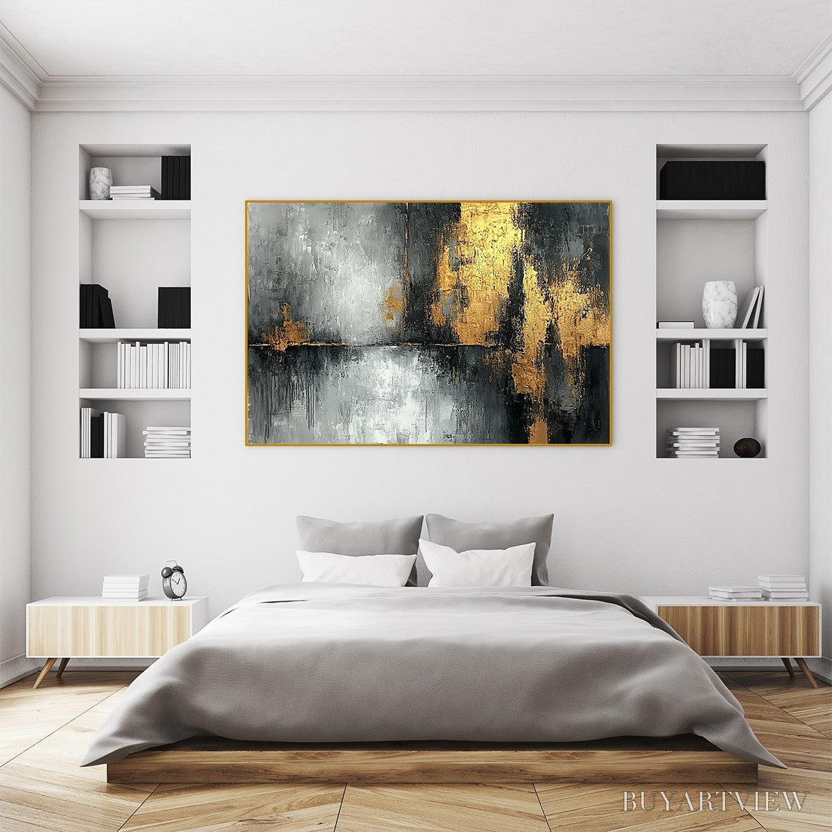 ARTOVITAS Golden Embrace – Textured Abstract Oil Painting - image 5