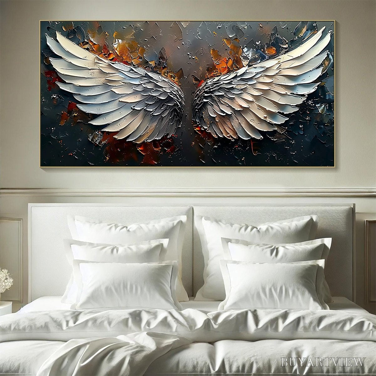 ARTOVITAS Angelic Wings – Textured Symbolic Oil Painting - image 2