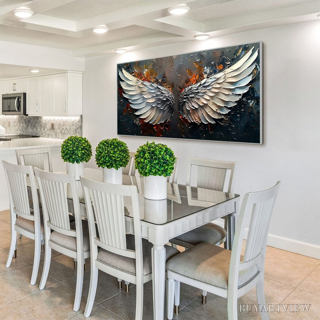 ARTOVITAS Angelic Wings – Textured Symbolic Oil Painting - image 4