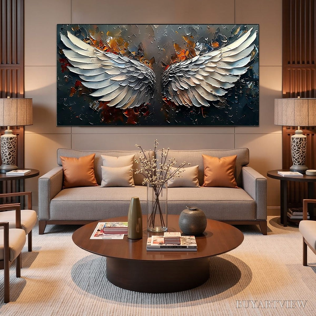 ARTOVITAS Angelic Wings – Textured Symbolic Oil Painting - image 5