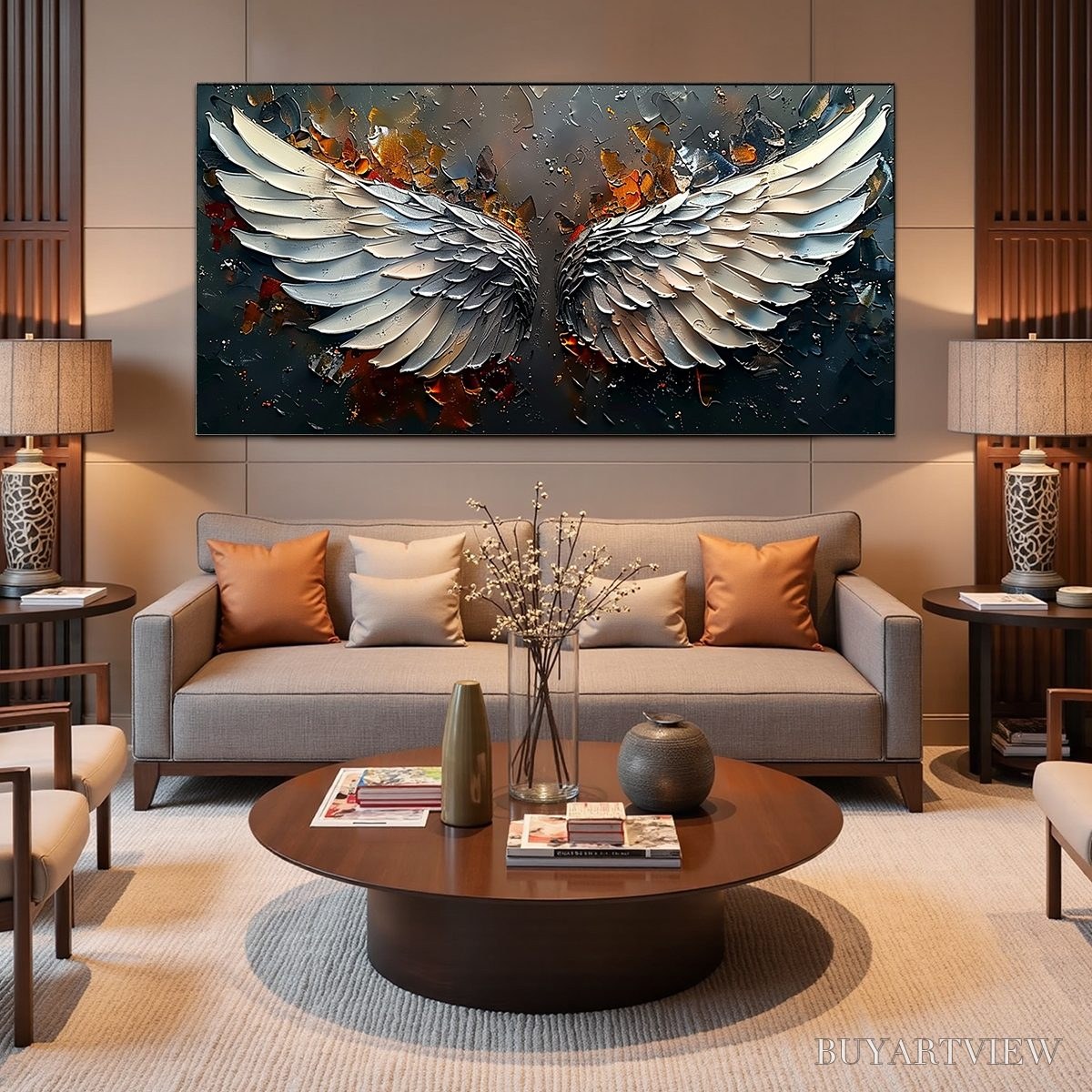 ARTOVITAS Angelic Wings – Textured Symbolic Oil Painting - image 5