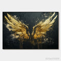 ARTOVITAS Golden Ascension – Textured Gold Wings Oil Painting on Black Canvas - image 1