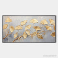 ARTOVITAS Golden Whispers – Textured Ginkgo Leaf Oil Painting in Gold - image 1