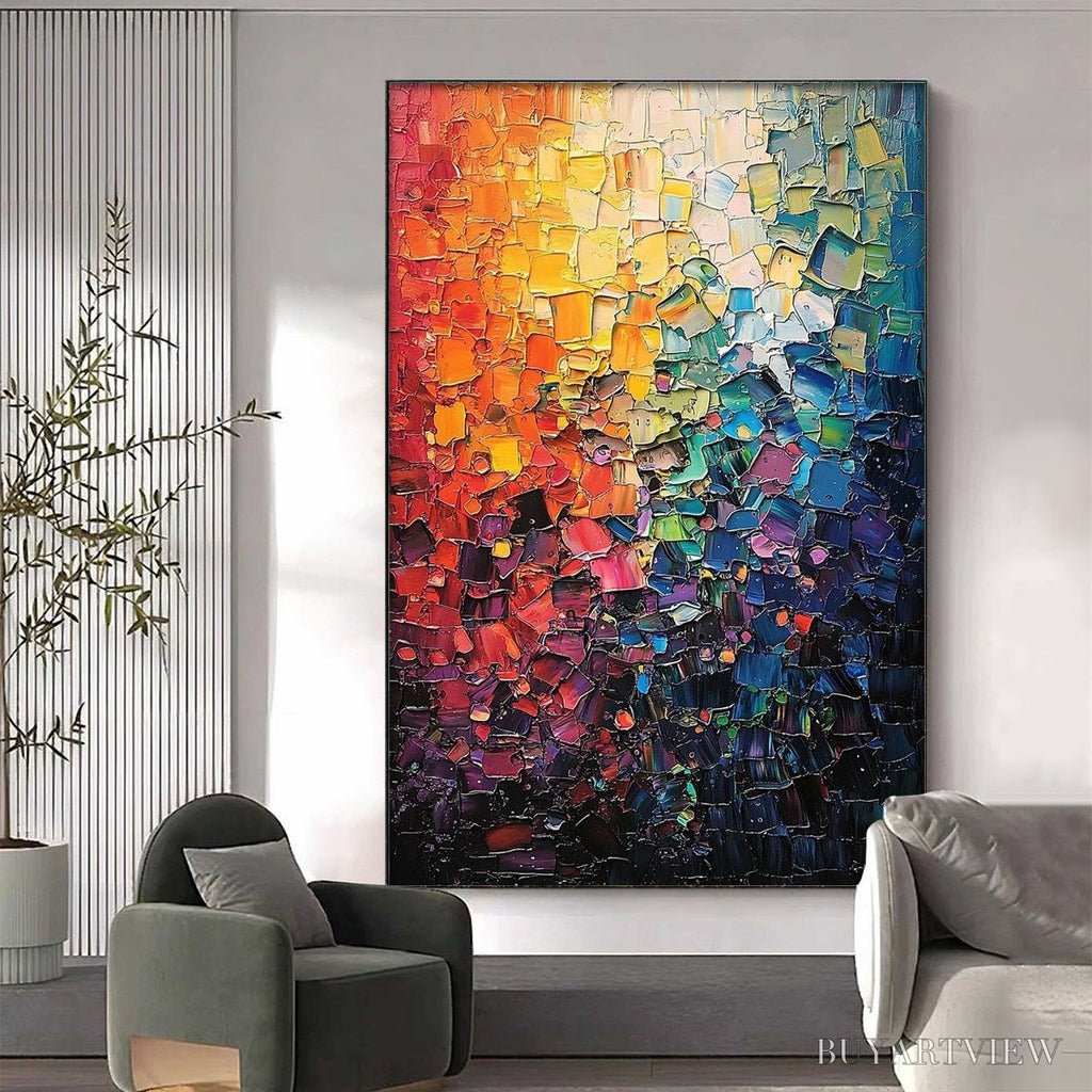 ARTOVITAS Color Symphony – Textured Abstract Impasto Oil Painting - image 4