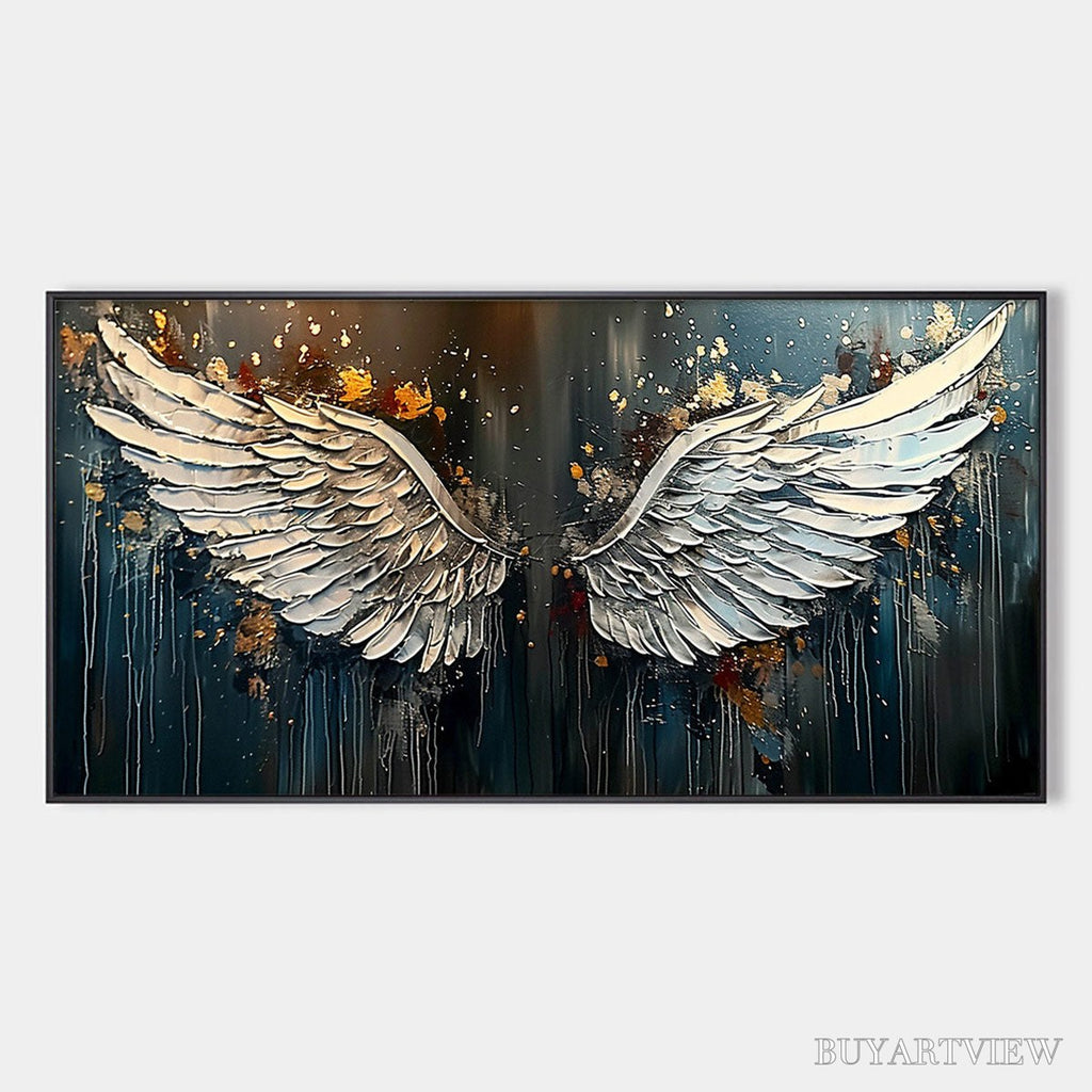 ARTOVITAS Wings of Hope – Textured Abstract Angel Wings Oil Painting - image 1