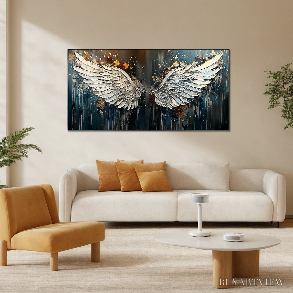ARTOVITAS Wings of Hope – Textured Abstract Angel Wings Oil Painting - image 2